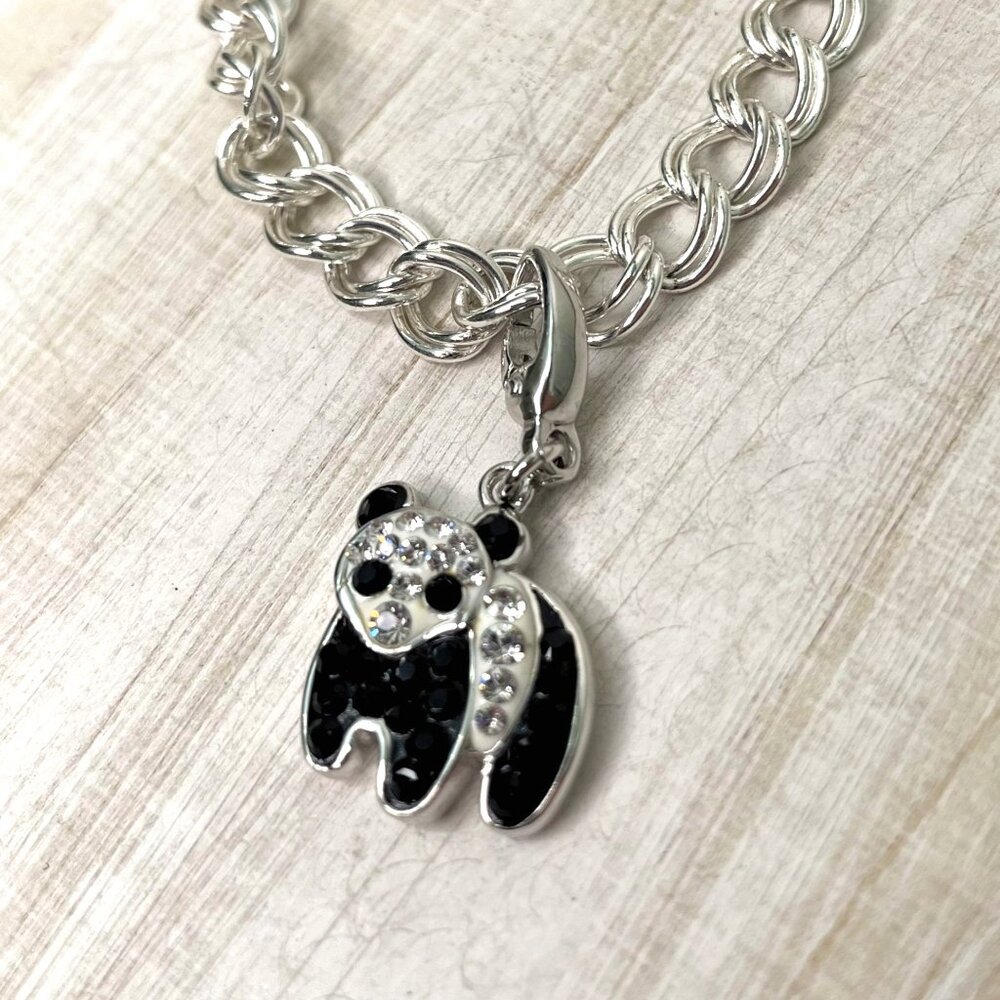 Panda Crystal Charm & Italian Silver Bracelet .925 Silver GIFT Animal Lover